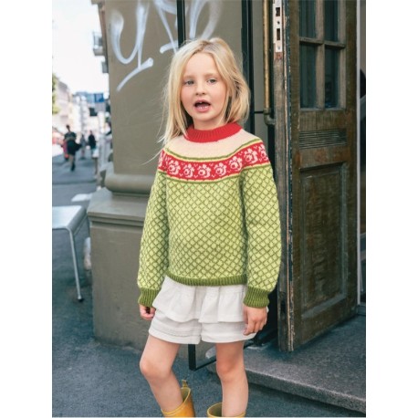 Sandnes 2509 5 Blome Pullover Junior Strickset Sandnes 2509 5 Blome Pullover Junior Strickset